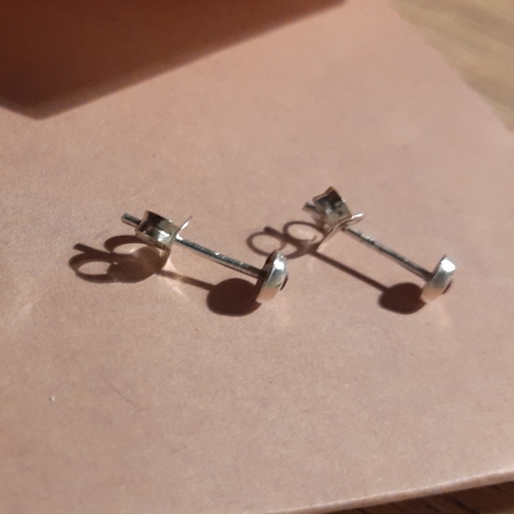 Silver & Ruby Studded Earrings - Picture 3 of 6